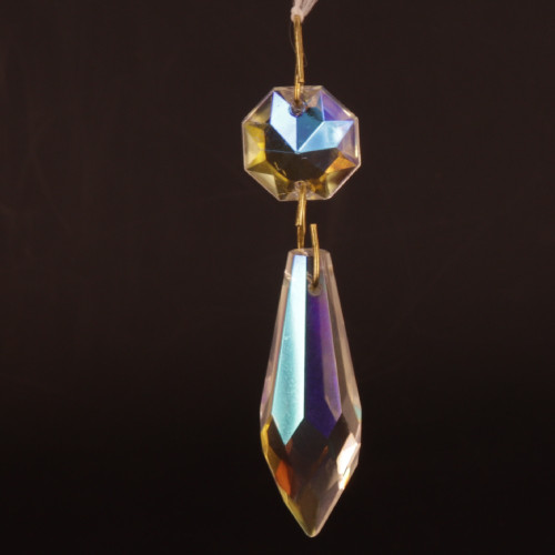 38mm (1-1/2in.) Aurora Crystal U-Drop Pendant with Jewel and Brass Clip