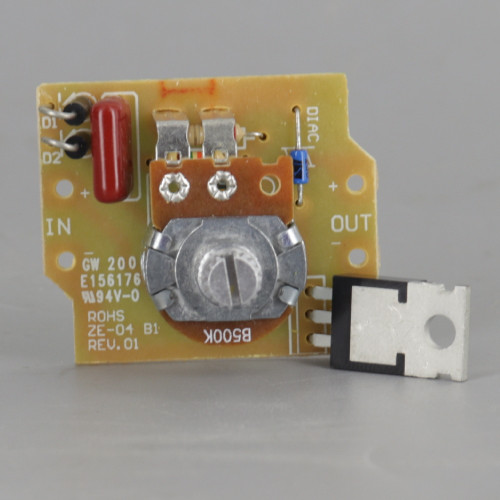 White Rotary Dimmer Dimmer rated for use 120 VAC-150W Maximum. Solder Terminal wire connection.
