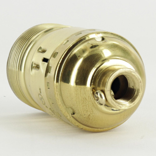 UNO Threaded Tall Keyless Brass E-26 Lamp Socket - Polished Brass