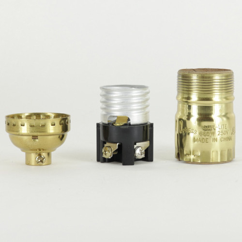 UNO Threaded Tall Keyless Brass E-26 Lamp Socket - Polished Brass