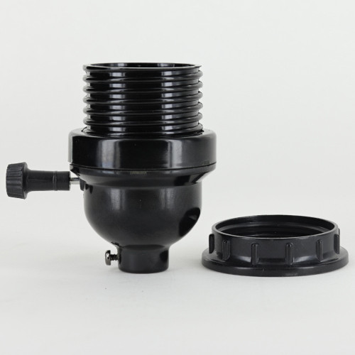 GU24 Threaded Skirt On-Off Turn Knob Lamp Socket with Shade Ring. 1/8ips Threaded Cap.