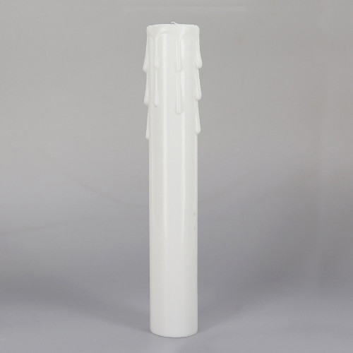 4in. Long X 7/8in. Wide Hard Plastic E-12 Base Candle Socket Cover - Candelabra - White Drip.