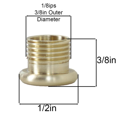 1/8ips. Male Threaded 7/16in Diameter Small Beaded Cord Inlet Bushing - Brass