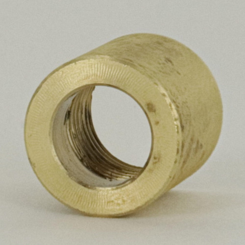 1/8ips Female Unfinished Brass Threaded Wire Cord Bushing. Center Hole is approximately 0.30 inch Diameter.  Brass Bushing measures 1/2in Outer Diameter and 1/2in Height.