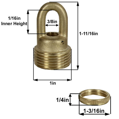 3/8ips Female Threaded - Brass Screw Collar Loop with Seating Ring and Wire Way - Antique Brass