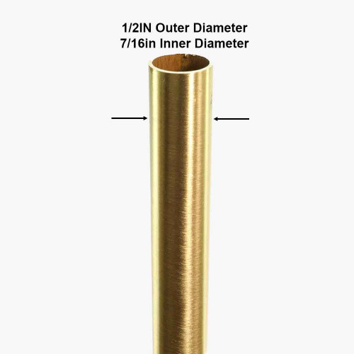 1/2in. Smooth Round Brushed Brass Finish Tubing - 36in. Covers 1/8ips. Pipe