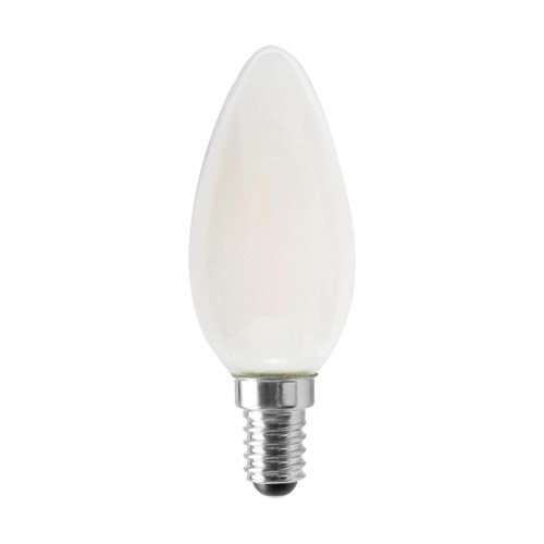 A filament style LED with the look and feel of a traditional incandescent lamp. The torpedo shape lamp has a European E14 base. The lamp uses 4.5 watts, but is equivalent to a 40-watt incandescent. Additional features include being dimmable and suitable for use in enclosed fixtures.