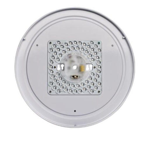 15in Diameter White Fabric Shade Drum LED Flush Mounted Fixture with Acrylic Diffuser. Light Fixture features a 20W Integrated Dimmable LED with selectable Warm to Cool 3000K / 4000K / 5000K color temperatures.