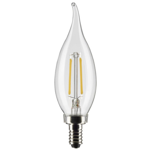 3 Watt CA10 LED; Clear; Candelabra base; 90 CRI; 2700K; 120 Volt