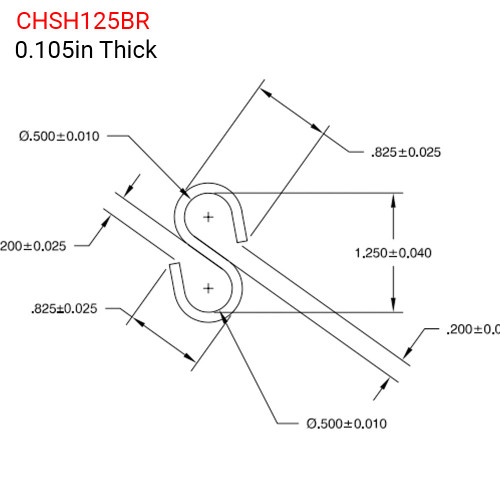 1-1/4in Equal Eye Solid Bright Brass Finish S hook made from .105 Inch Dimeter thick material.