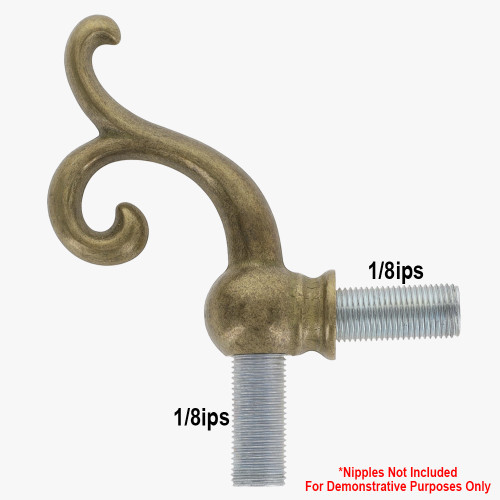 1/8ips Threaded - 90 Degree Scroll Style Armback - Unfinished Brass