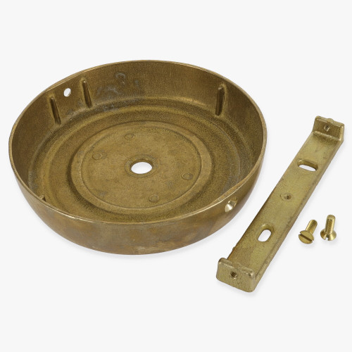 120mm(4.72in) Diameter Cast Brass Screwless Face  Mount Flat Bead Canopy/Backplate - Unfinished Brass