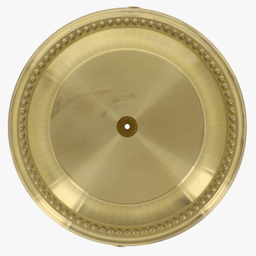 120mm (4.72in) Diameter Cast Brass Screwless Face Mount Cove Beaded Canopy/Backplate - Unfinished Brass