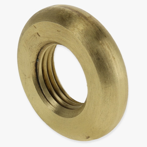 1/8ips - 3/4in Diameter x 1/16in H - Threaded Beaded Brass Nut - Unfinished Brass