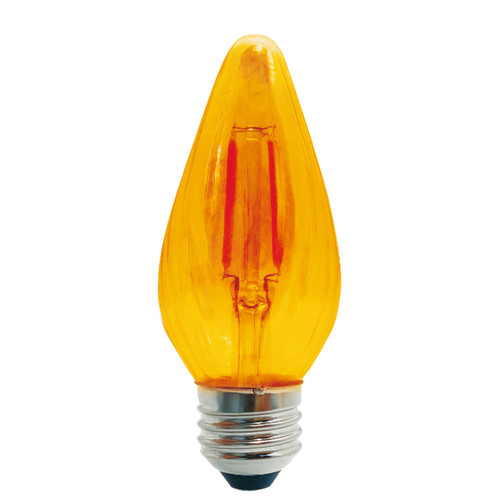 4W LED F15 2700K FILAMENT E26 FIESTA BULB AMBER IRIDESCENT FULLY COMPATIBLE DIMMING.