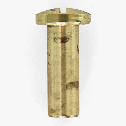 8/32 Female Thread - 5/8in. Long - Slotted Head Brass Screw - Unfinished Brass. The Screw Head measures 3/8in Diameter.