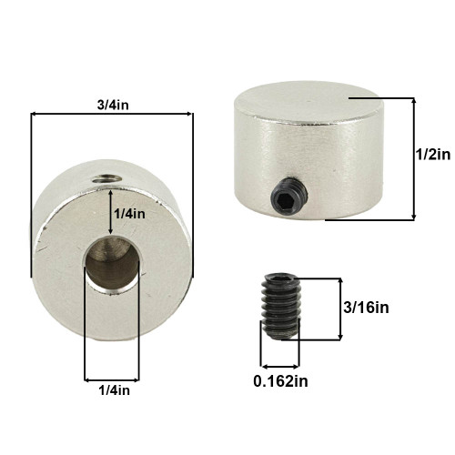 3/4in. x 1/2in. Plain Dimmer Knob With Set Screw - Polished Nickel