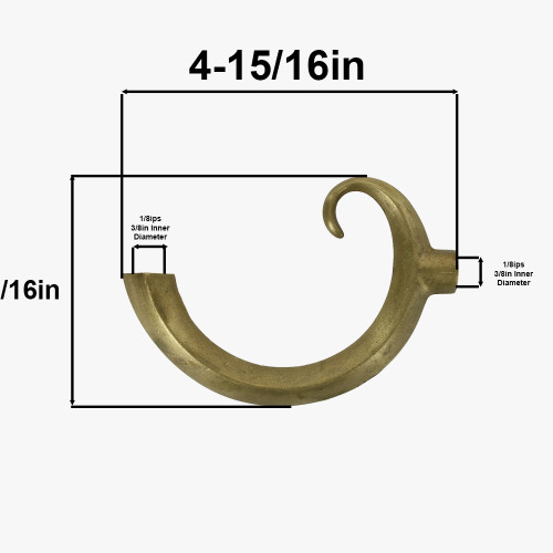 5in Cast Brass Hook Arm - Unfinished Brass