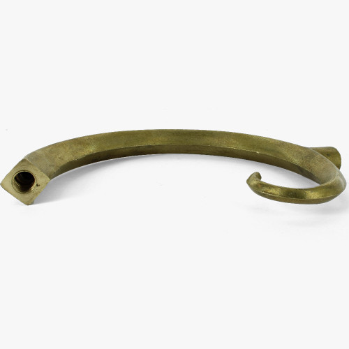 6-3/4in Cast Brass Hook Arm - Unfinished Brass