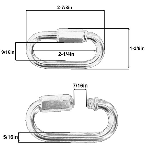 5/16in.(8mm)Thick Steel Quicklink - Polished Nickel Finish