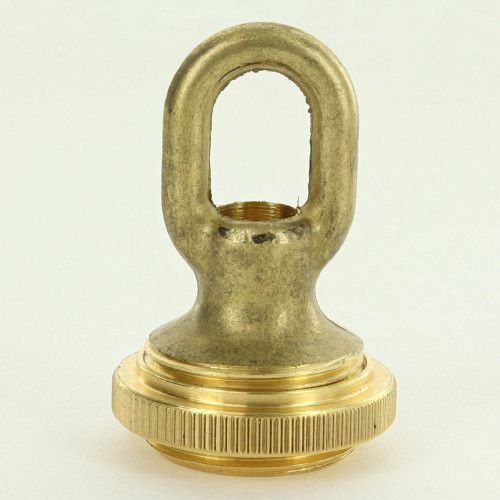 1/4ips Threaded Colonial Screw Collar Loop with Ring and Wire Way - Unfinished Brass