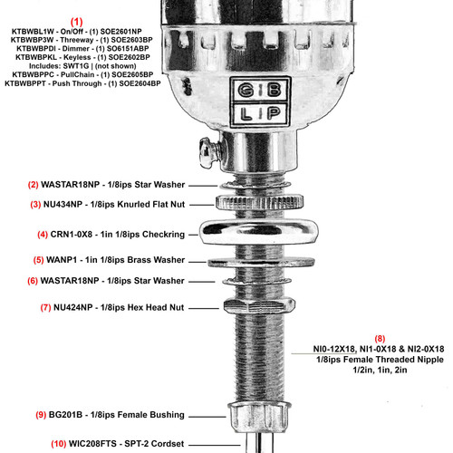 Choose Your Socket Function - Basic Rewire Lamp Kit - Polished Nickel