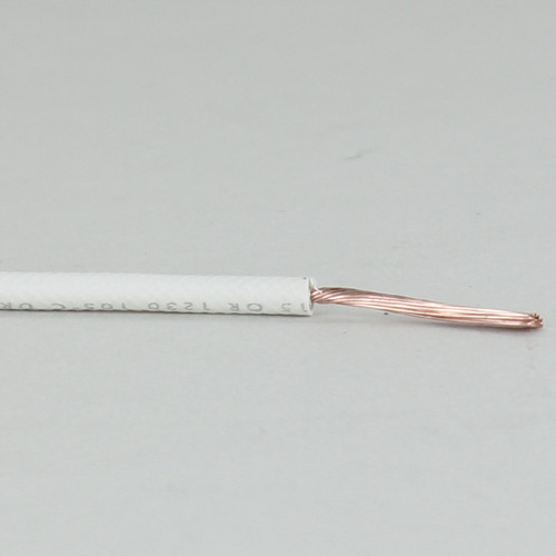 18/1 Single Conductor Copper Nylon Over Braid AWM 105 Degree White Wire