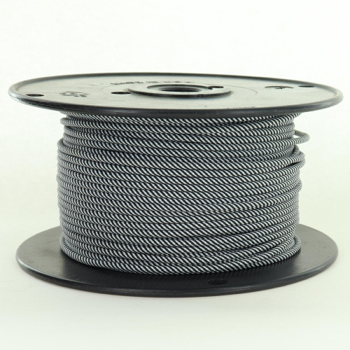 18/1 Single Conductor Black/White Swirl Pattern Nylon Over Braid AWM 105 Degree White Wire