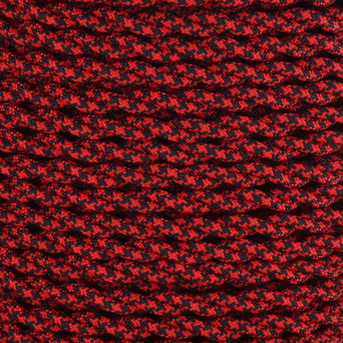 18/2 AWG - SPT-1 Black/Red Hounds Tooth Pattern Twisted Fabric Cloth Covered Lamp Wire.