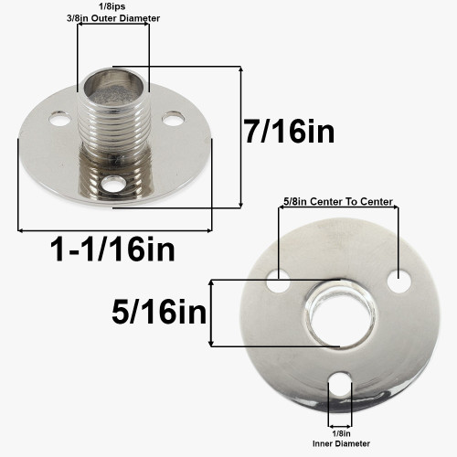 1/8ips Male Brass Threaded Flange - Polished Nickel Finish