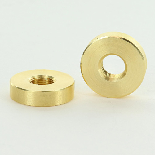 1in Diameter x 1/4in Height - 1/8ips Threaded Plain Round Brass Nut - Unfinished Brass