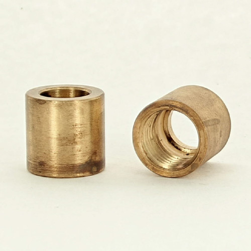 1/4ips Female x 1/8ips Slip - 5/8in W X 5/8in H - Straight Brass Threaded Coupling - Unfinished Brass