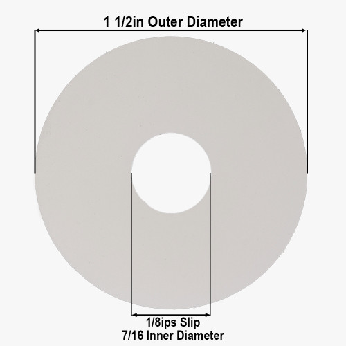 1-1/2in Translucent / Clear Silicone Washer with 1/8ips Slip Through Hole