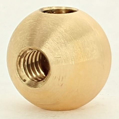 3/4in Diameter-1/4-20 UNC Threaded Brass Ball with1/4in Slip Side Hole  - Unfinished Brass