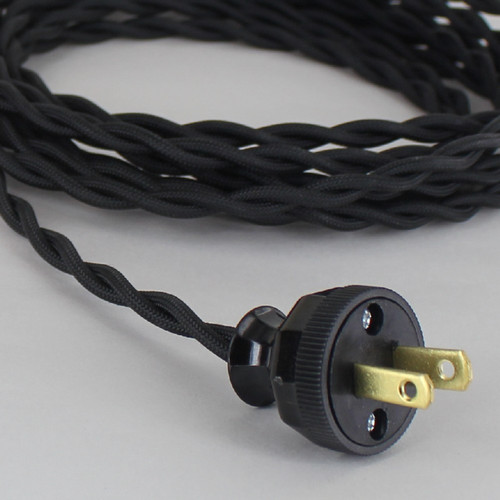 20ft Long Black Twisted 18/2 SPT-2 Type With Black Phenolic Plug