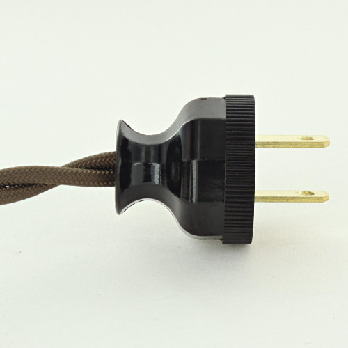 10ft Long Brown Twisted 18/2 SPT-2  Type UL Listed Powercord WITH Brown PHENOLIC PLUG
