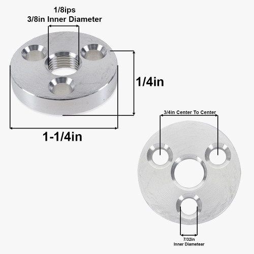 1/8ips Threaded 1-1/4in Diameter Turned Aluminum Flange