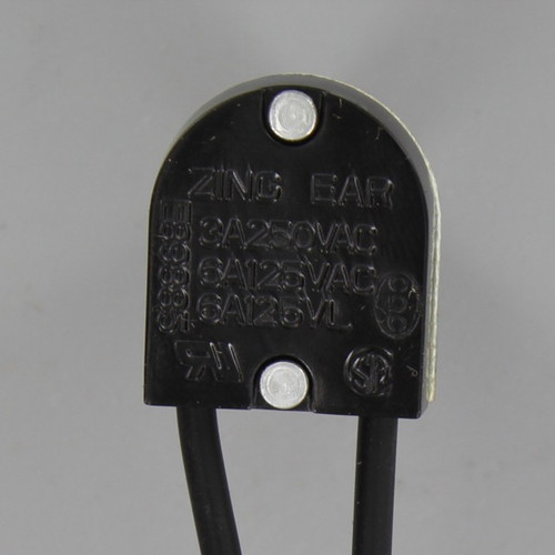 3/8in Shank On/Off Rotary Lamp Switch with Removeable Knob, Plastic Shaft, and Wire Leads - Brass Plated