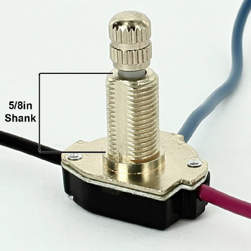 5/8in Shank Two-circuit Four-position 3-Way Rotary Switch with 6in Wire Leads - Brass Plated.