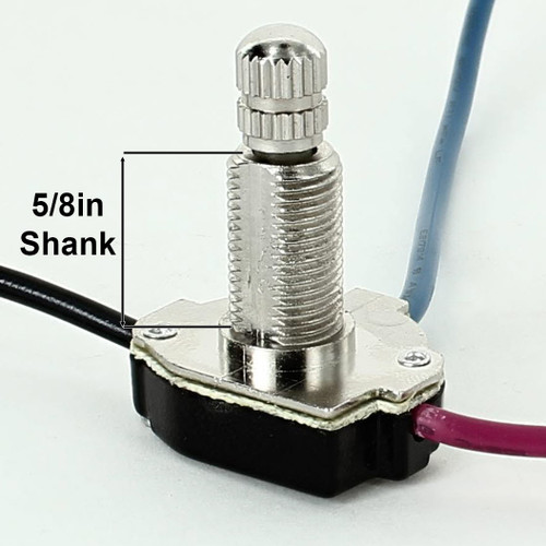 5/8in Shank 3-Way Rotary Switch with 6in. Wire Leads - Nickel Plated