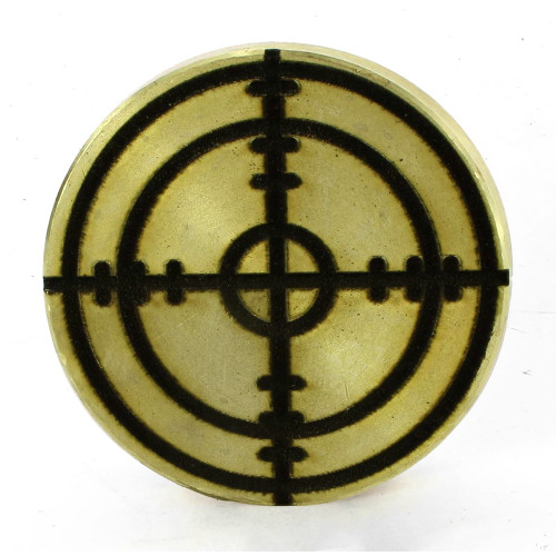 1-1/2 Diameter Round Engraved Crosshairs 1/4-27 UNF Female Finial - Unfinished Brass