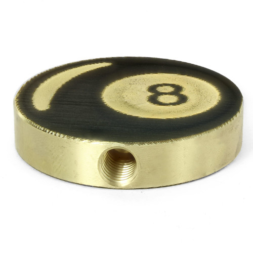 1-1/2 Diameter Round Engraved 8 Ball 1/4-27 UNF Female Finial - Unfinished Brass