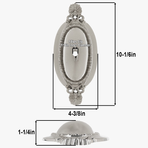 Polished Nickel Shell Design Cast Brass Backplate With Hole