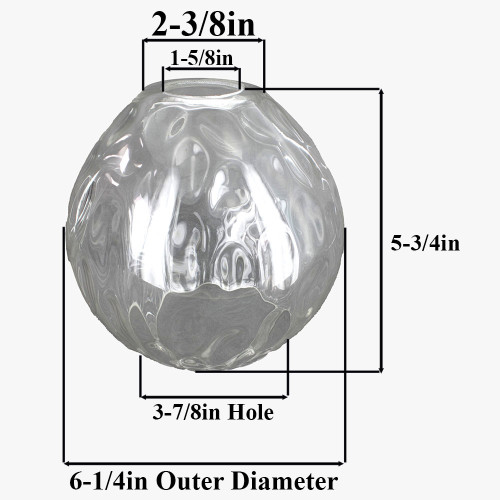 6in Diameter Wavey Water Glass Ball with 1-5/8in Hole