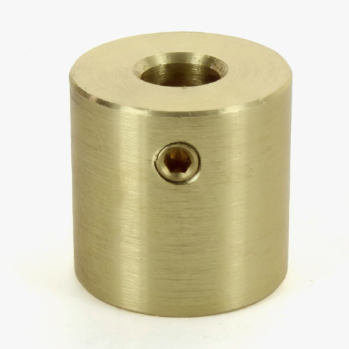 1/4-27 UNF Slip Through X 1/8IPS Female Thread Coupling with Set Screw - Unfinished Brass