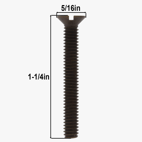 1-1/4in Long - 8/32 UNC Threaded - Slotted Flat Head Screw - Antique Brass