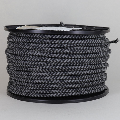 18/2 SPT2-B Black/Mineral Hounds Tooth Pattern Nylon Fabric Cloth Covered Lamp and Lighting Wire.