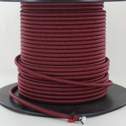 18/3 SJT-B Black/Red Diamond Pattern Nylon Fabric Cloth Covered Lamp and Lighting Wire.