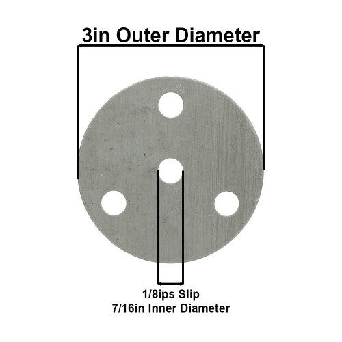 3-Arm - 3in Diameter Distributor Plate Washer with 1/8ips Slip (7/16in) Center Hole