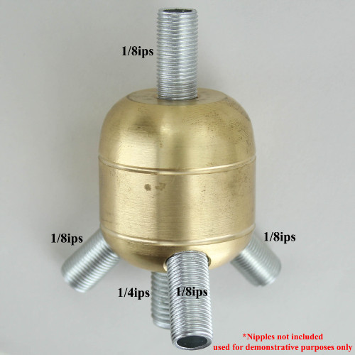 3 X 1/8ips. Side Holes - 45-Degree -  1/4ips Bottom - Large Cluster Body - Unfinished Brass